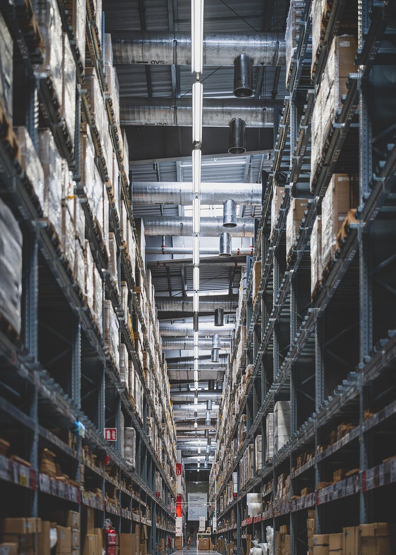 distribution center interior warehouse racks